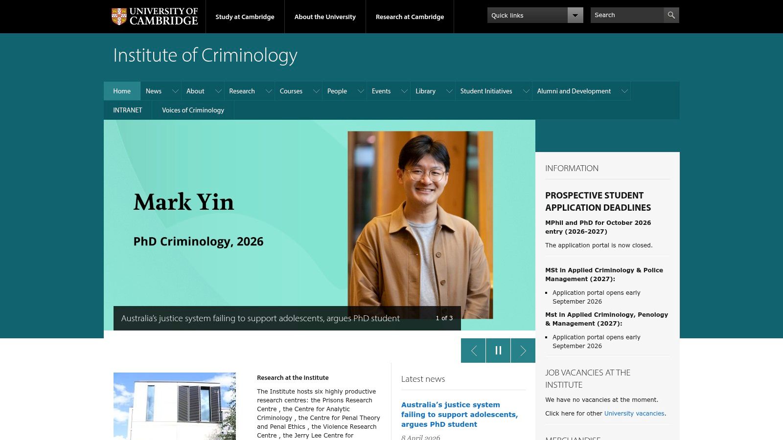 University of Cambridge – A World-Famous Name in Criminology