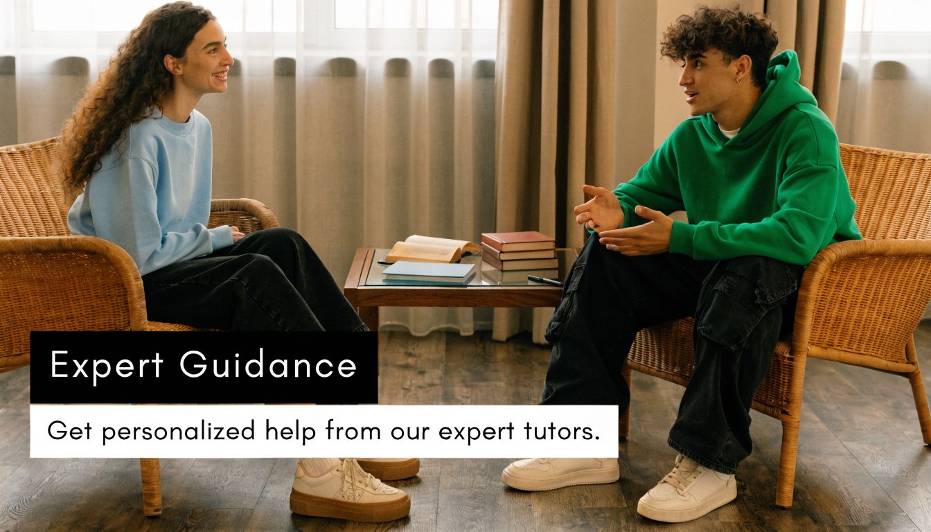 A female student and a male tutor sitting in wicker chairs during an academic guidance session.