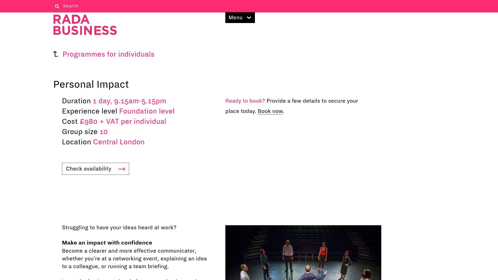 RADA Business – Personal Impact: For a Workplace Power-Up