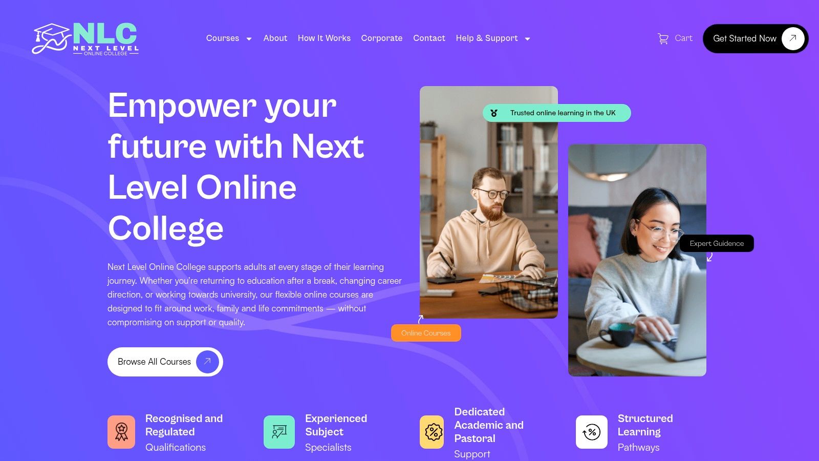 Screenshot from https://nextlevelonlinecollege.com